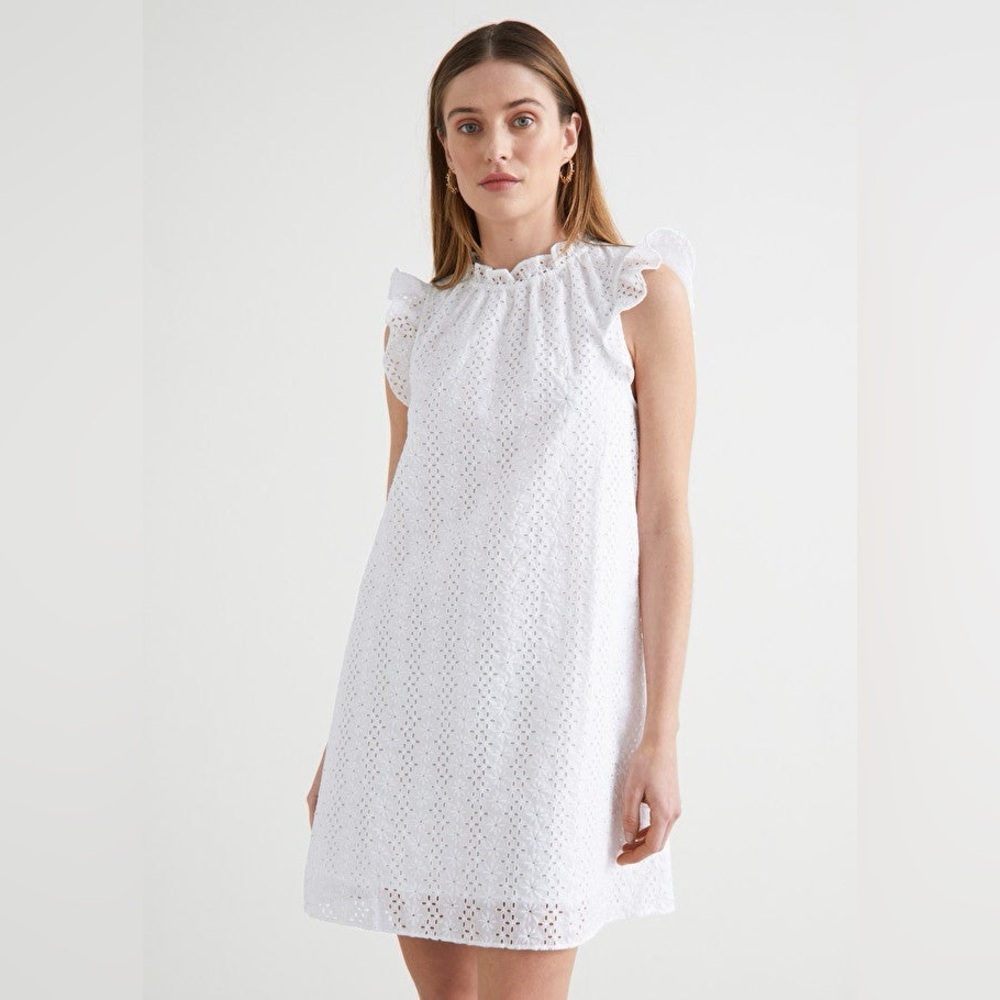 & Other Stories Sz 2 White English Eyellet Feminine Romantic Mini Dress
